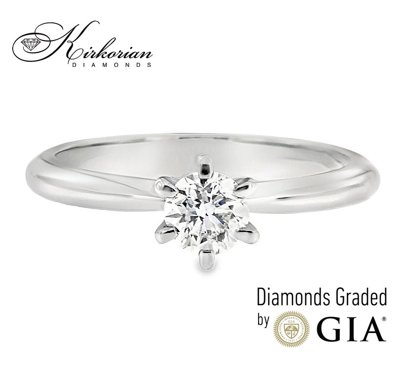 Класически годежен пръстен от бяло или жълто злато 14k с диамант 0.50ct GIA сертификат K604