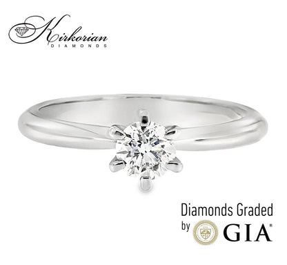 Класически годежен пръстен от бяло или жълто злато 14k с диамант 0.50ct GIA сертификат K604