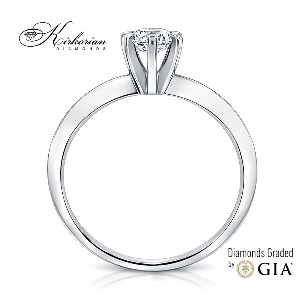 Профил на годежен пръстен от бяло злато 14K с диамант 0.50 ct GIA сертификат K604