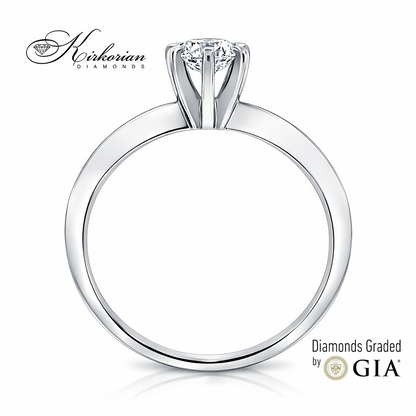 Профил на годежен пръстен от бяло злато 14K с диамант 0.50 ct GIA сертификат K604