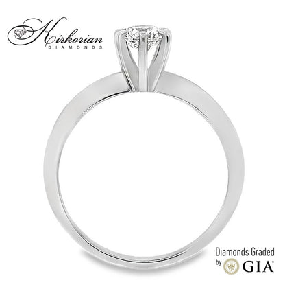 Класически годежен пръстен от бяло или жълто злато 14k с диамант 0.50ct GIA сертификат K604