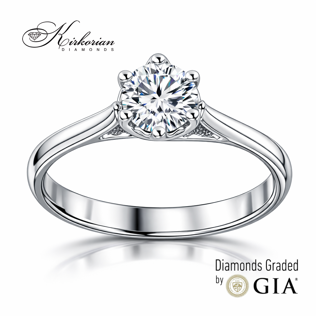 годежен пръстен с диамант 0.70 ct F SI GIA бяло злато 14k модел K609