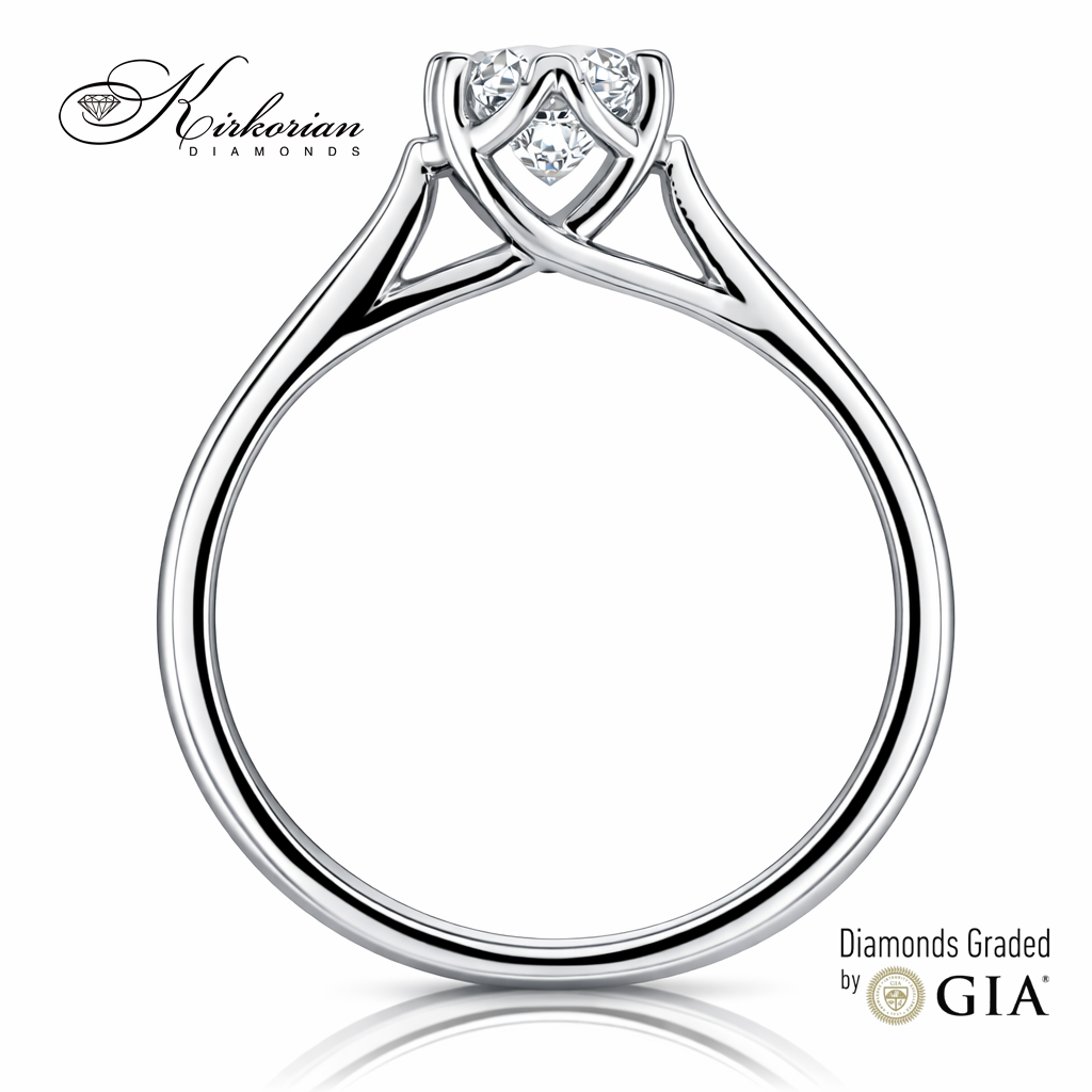 страничен профил годежен пръстен бяло злато 14k диамант 0.70 ct GIA сертификат K609