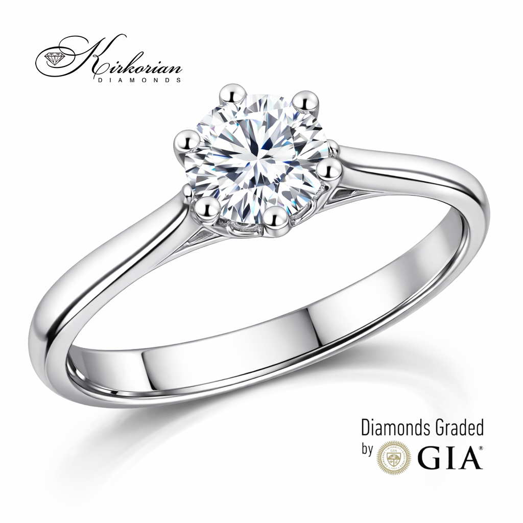 годежен пръстен бяло злато 14k диамант 0.70 ct F SI GIA сертификат Kirkorian Diamonds K609