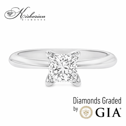Годежен пръстен от бяло злато с диамант принцес 1.00ct GIA