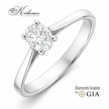 пръстен с овален диамант 0.50 ct GIA бяло злато 14k елегантен годежен пръстен
