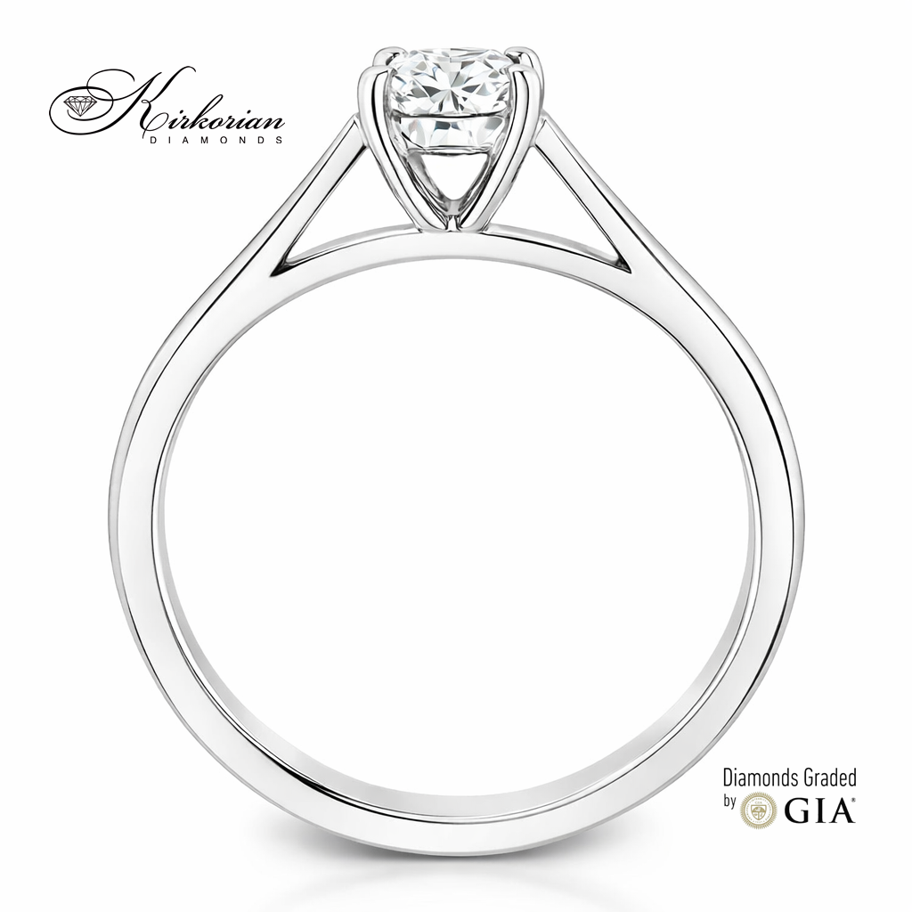 годежен пръстен с овален диамант 0.50 карата GIA бяло злато 14k страничен изглед