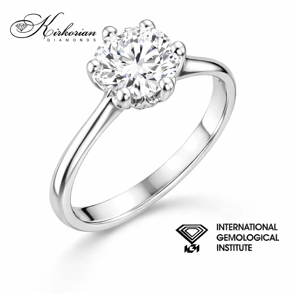 годежен пръстен с диамант 0.90 ct L VVS2 IGI от бяло злато 14K класически солитер