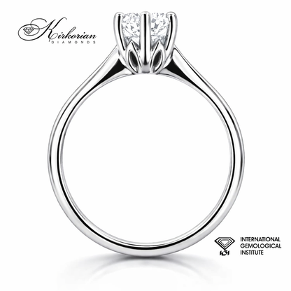 страничен профил на годежен пръстен с диамант 0.90 ct L VVS2 IGI бяло злато 14K класическа коронка