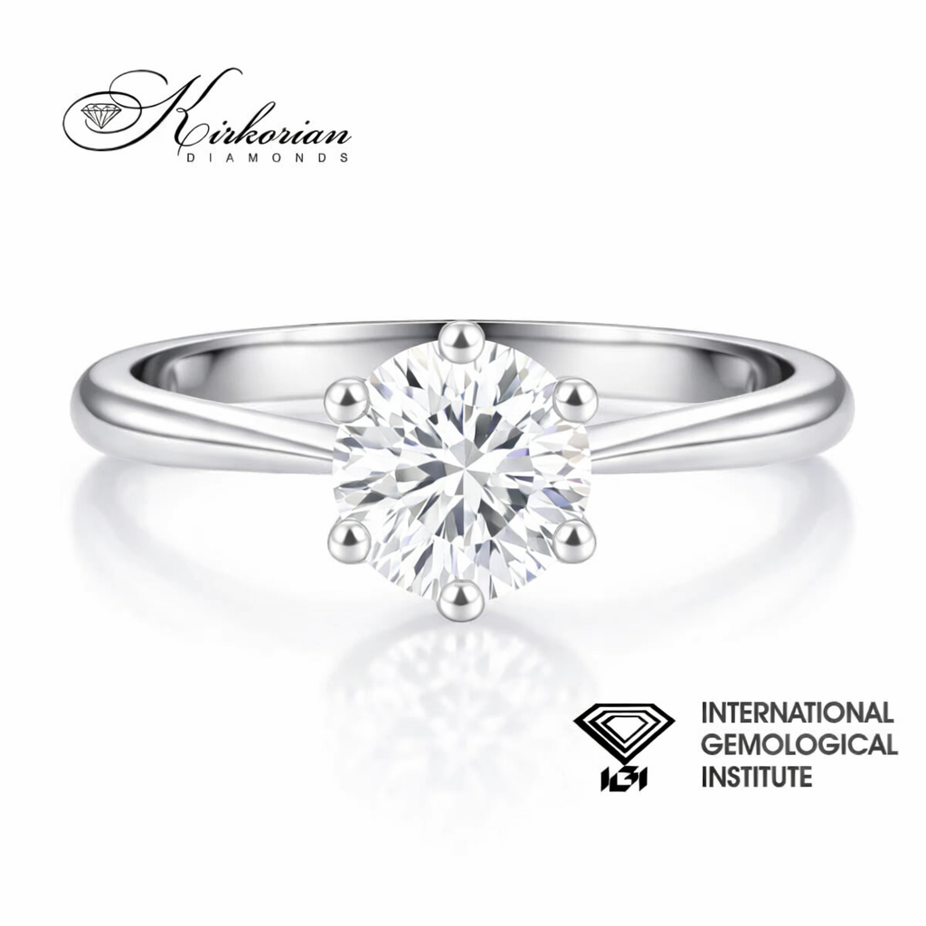 фронтален изглед годежен пръстен с диамант 0.90 ct L VVS2 IGI бяло злато 14K