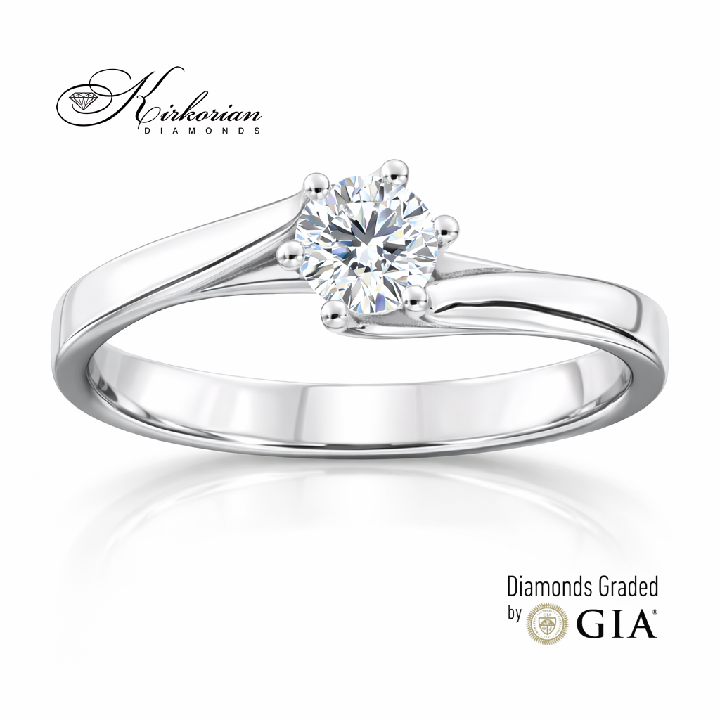 годежен пръстен с диамант 0.30 ct GIA бяло злато 14K модел K615