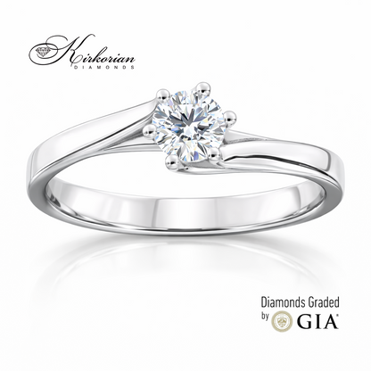 годежен пръстен с диамант 0.30 ct GIA бяло злато 14K модел K615