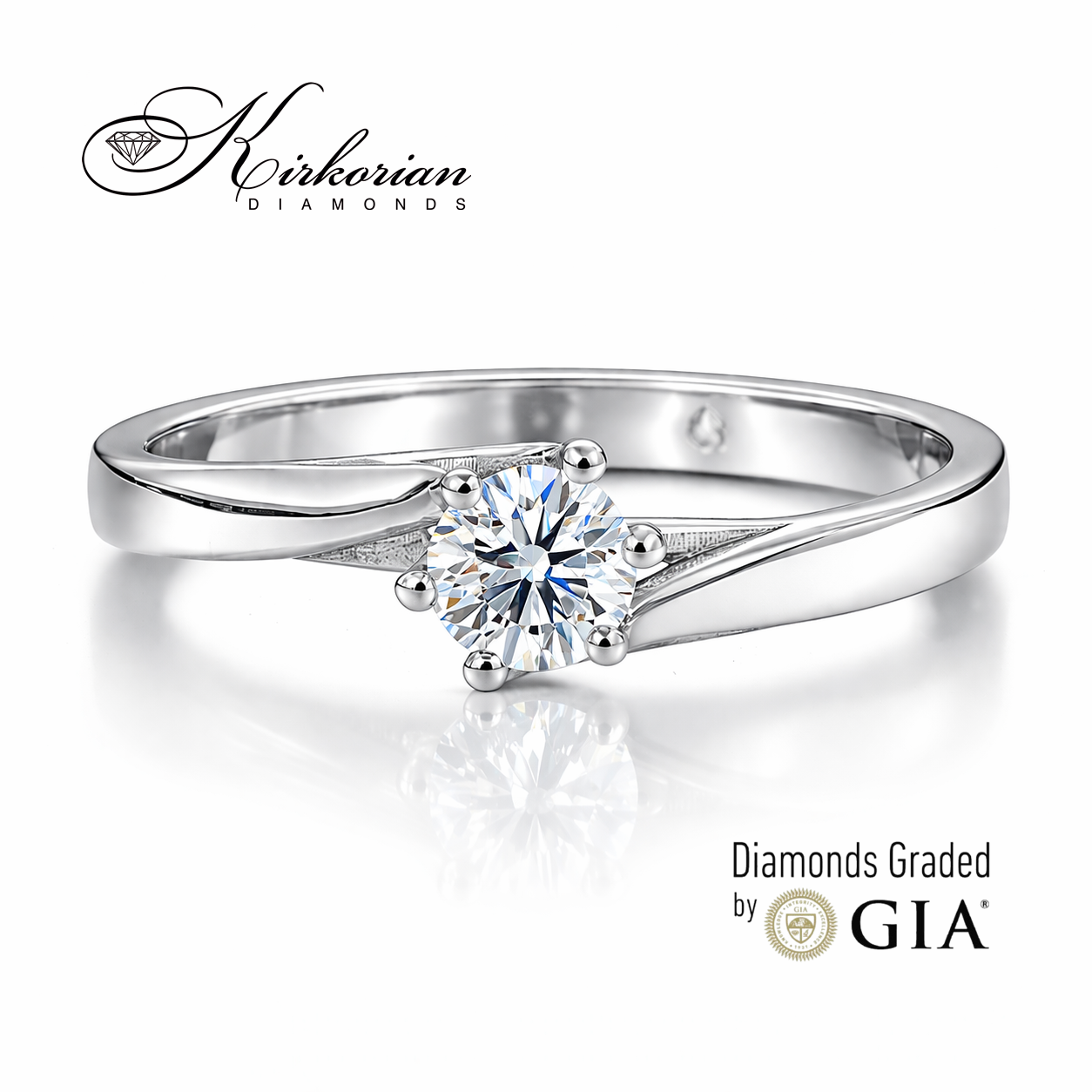 луксозен годежен пръстен бяло злато 14K с диамант 0.30 ct GIA сертификат K615