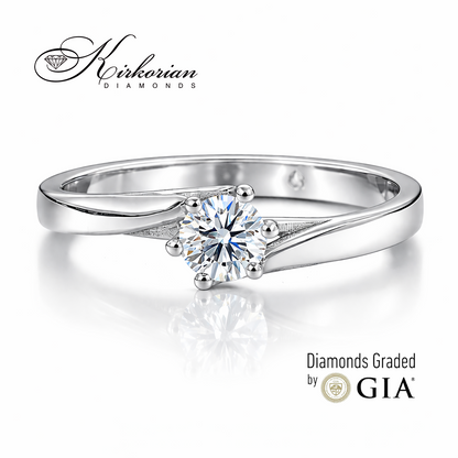 луксозен годежен пръстен бяло злато 14K с диамант 0.30 ct GIA сертификат K615