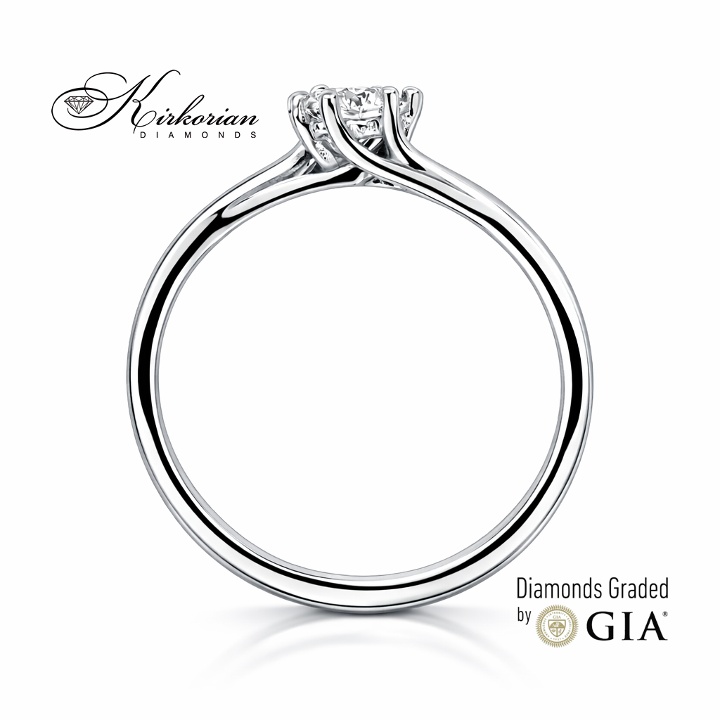 страничен профил годежен пръстен бяло злато 14K диамант 0.30 ct GIA K615