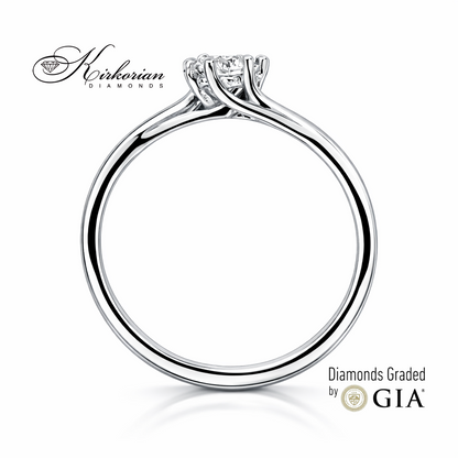 страничен профил годежен пръстен бяло злато 14K диамант 0.30 ct GIA K615