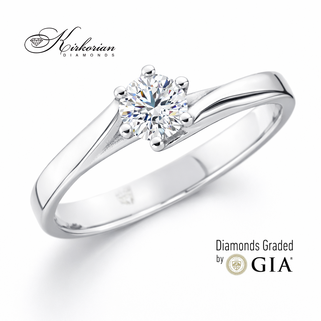 класически solitaire годежен пръстен с диамант 0.30 ct бяло злато 14K модел K615