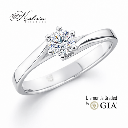 класически solitaire годежен пръстен с диамант 0.30 ct бяло злато 14K модел K615