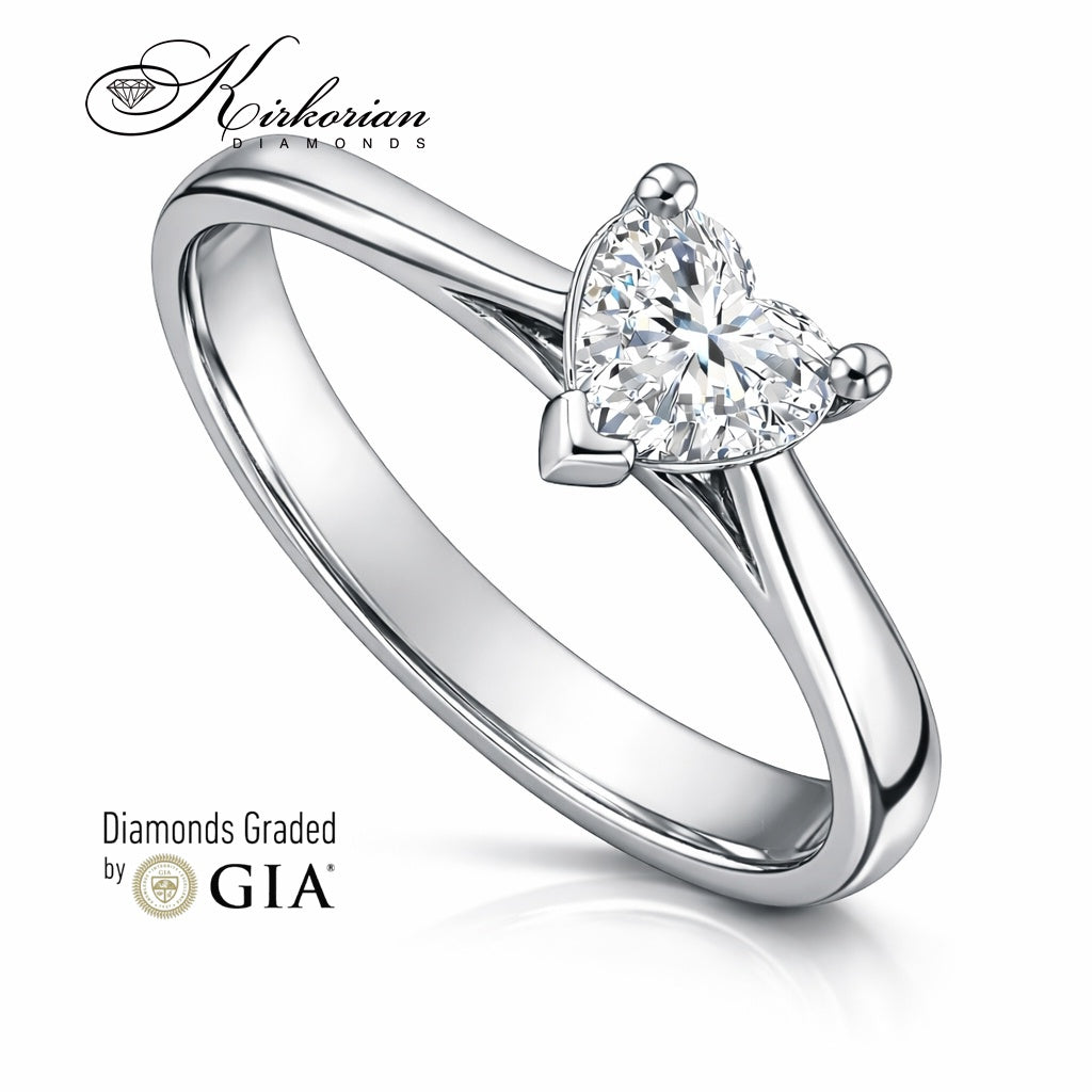 Годежен пръстен с диамант сърце от бяло злато 14k – модел K616