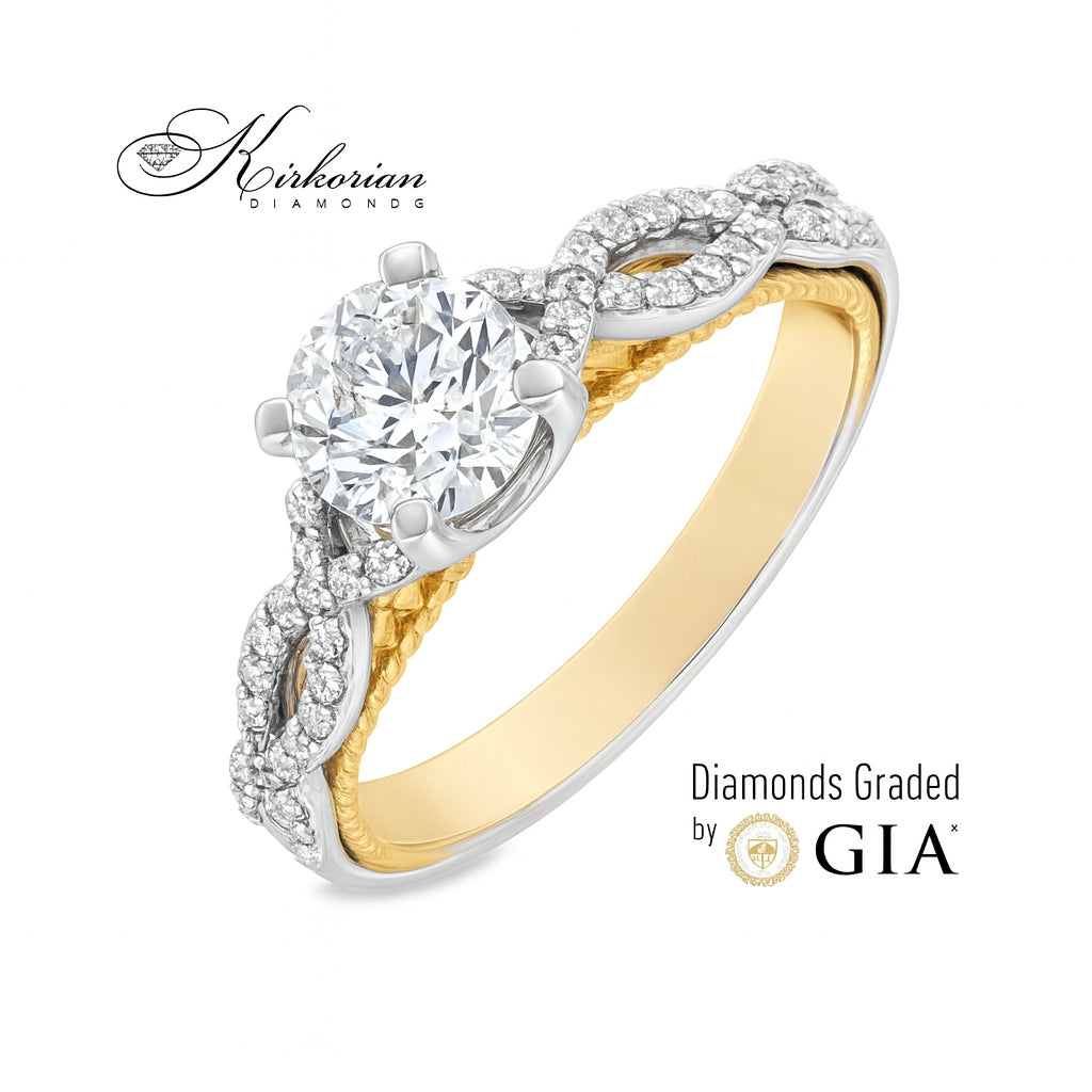 Годежен пръстен с диамант 1.36ct | Бяло и жълто злато 18K | GIA сертификат | Код: K617
