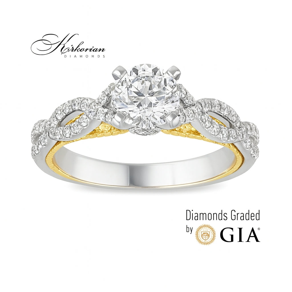 Годежен пръстен с диамант 1.36ct | Бяло и жълто злато 18K | GIA сертификат | Код: K617