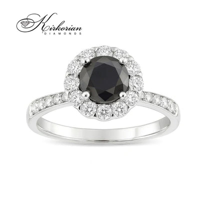 Пръстен от бяло злато 18k с черен диамант 1.185ct и бели диаманти 0.55ct KD сертификат K618