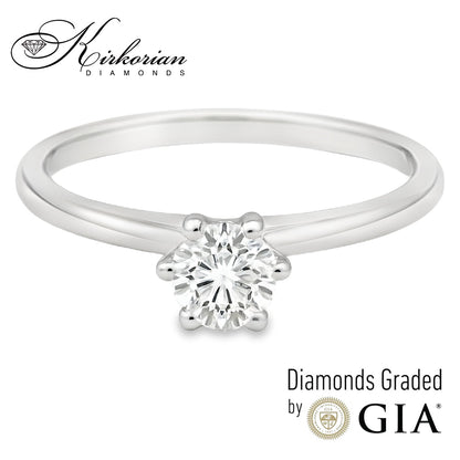 Класически годежен пръстен K623 – Бяло злато 14k с диамант 0.50ct GIA