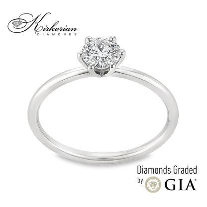 Класически годежен пръстен K623 – Бяло злато 14k с диамант 0.50ct GIA
