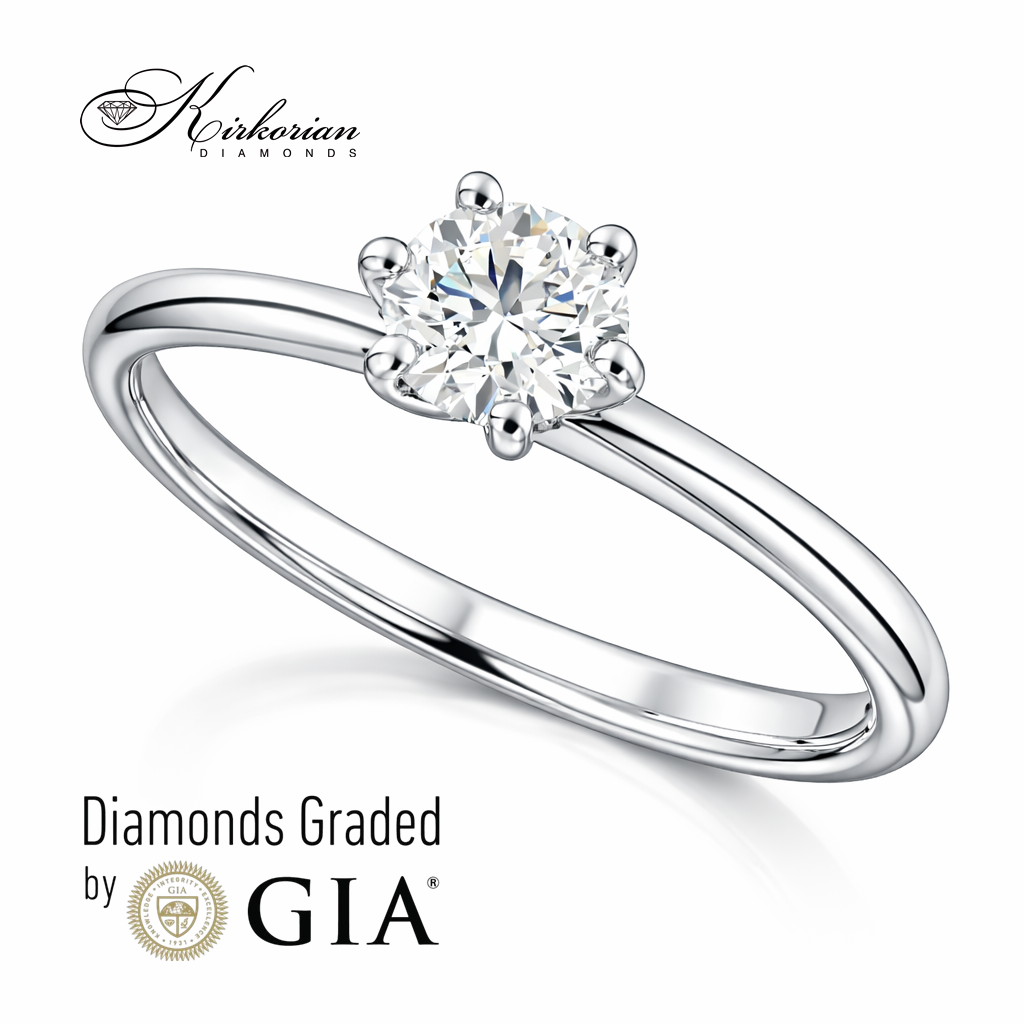 елегантен годежен пръстен солитер с диамант 0.50 ct GIA бяло злато 14k Kirkorian Diamonds
