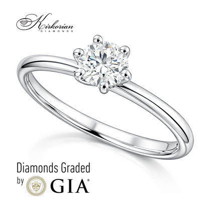 елегантен годежен пръстен солитер с диамант 0.50 ct GIA бяло злато 14k Kirkorian Diamonds