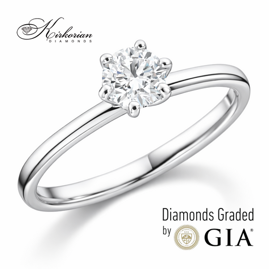 класически годежен пръстен солитер с диамант 0.50 ct GIA бяло злато 14k