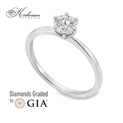 Класически годежен пръстен K623 – Бяло злато 14k с диамант 0.50ct GIA