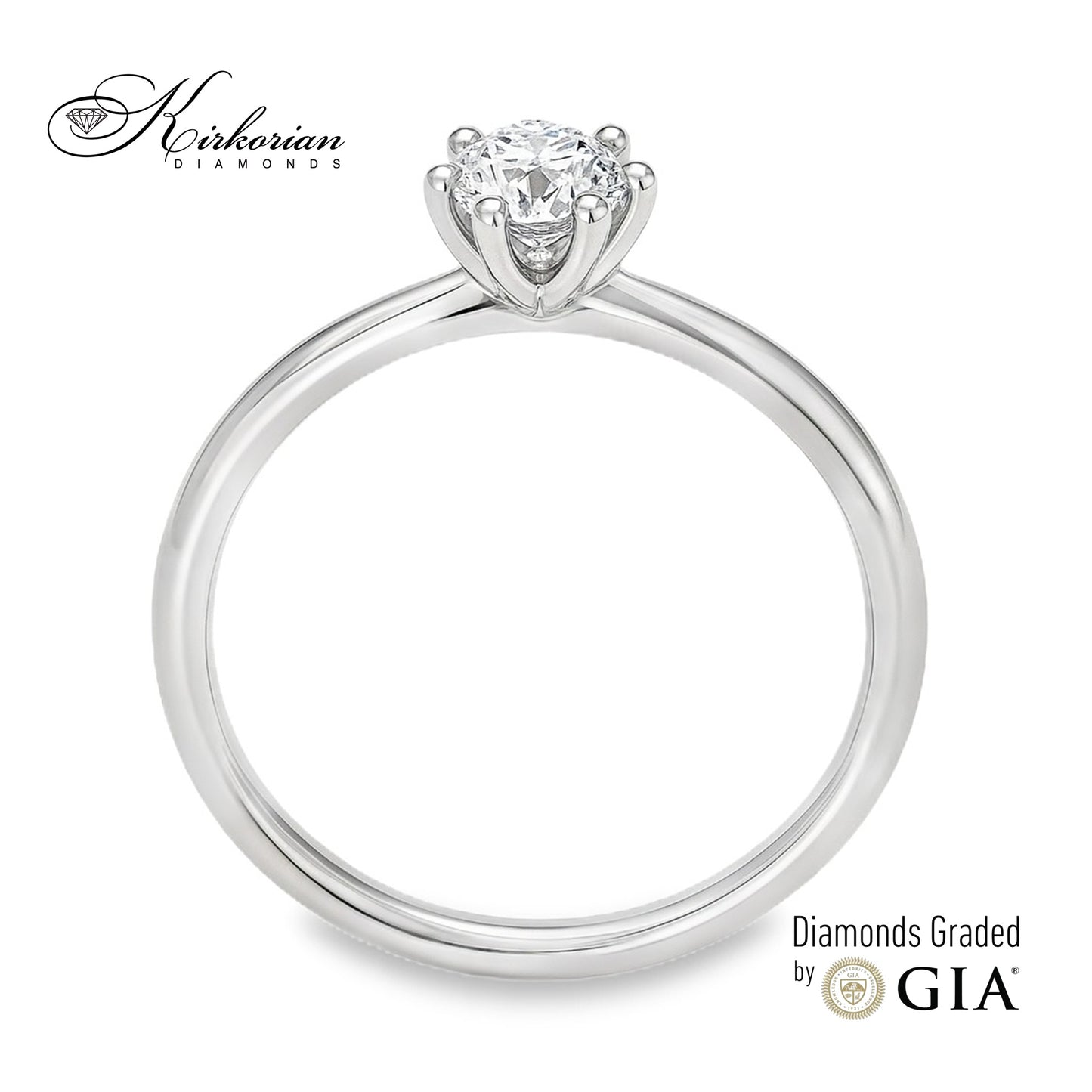 Класически годежен пръстен K623 – Бяло злато 14k с диамант 0.50ct GIA