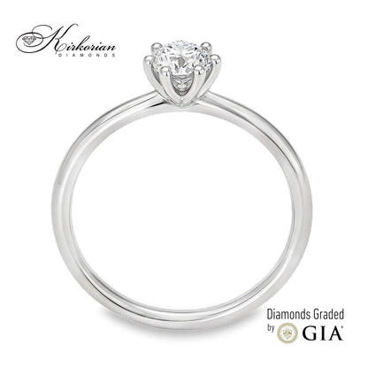 Класически годежен пръстен K623 – Бяло злато 14k с диамант 0.50ct GIA