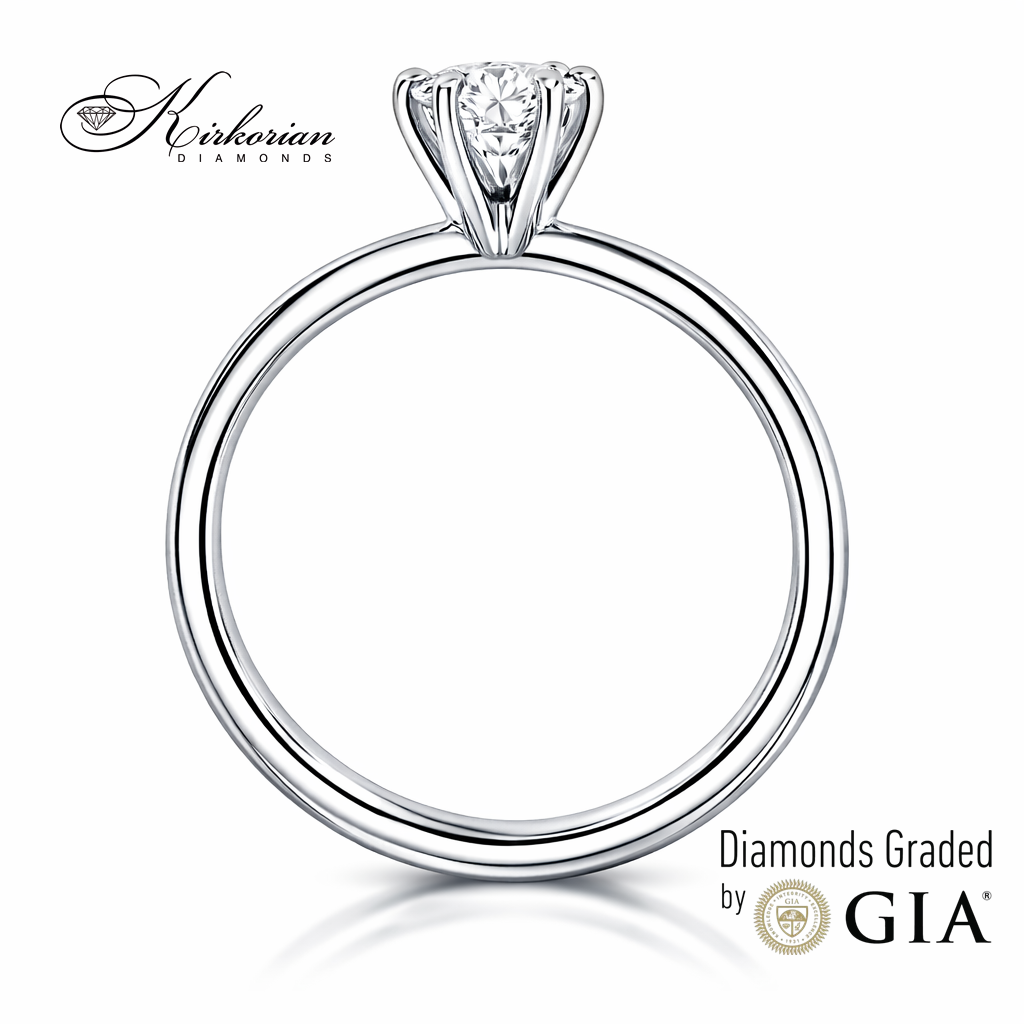 страничен профил на годежен пръстен с диамант 0.50 ct GIA бяло злато 14k K623