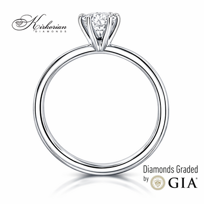 страничен профил на годежен пръстен с диамант 0.50 ct GIA бяло злато 14k K623