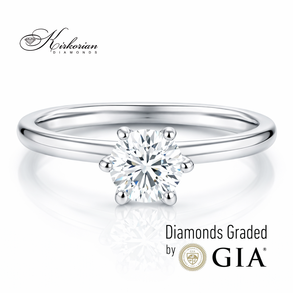 диамантен годежен пръстен 0.50 ct GIA бяло злато 14k класически дизайн