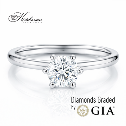 диамантен годежен пръстен 0.50 ct GIA бяло злато 14k класически дизайн