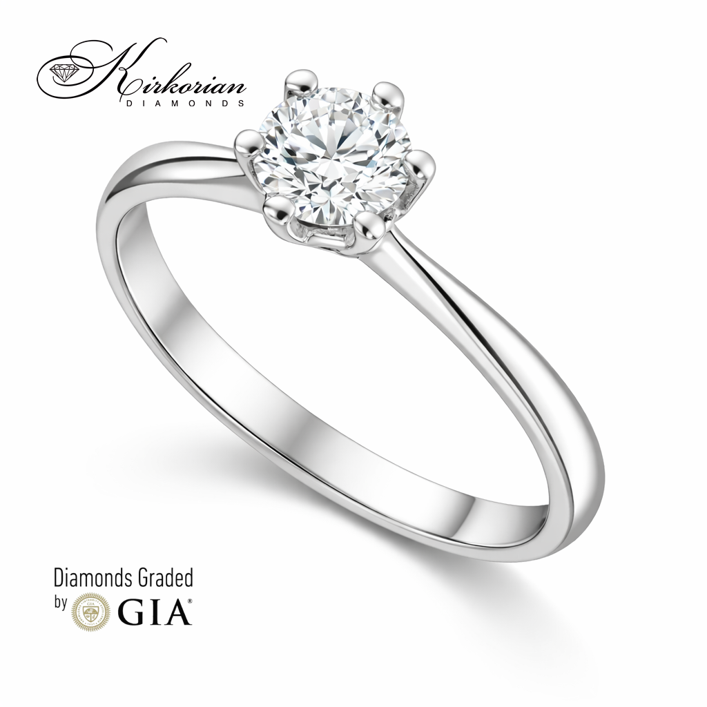 диамантен годежен пръстен 0.50 ct GIA E VS2 бяло злато 14 карата солитер