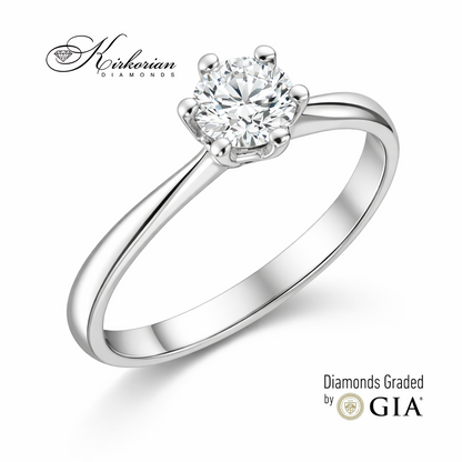 луксозен годежен пръстен от бяло злато 14K с диамант 0.50 ct GIA E VS2