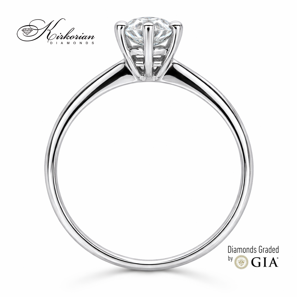 профил на годежен пръстен бяло злато 14K с диамант 0.50 ct GIA E VS2