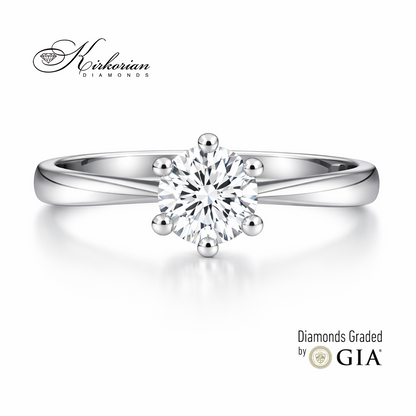 класически солитер пръстен с диамант 0.50 ct GIA E VS2 от бяло злато 14K