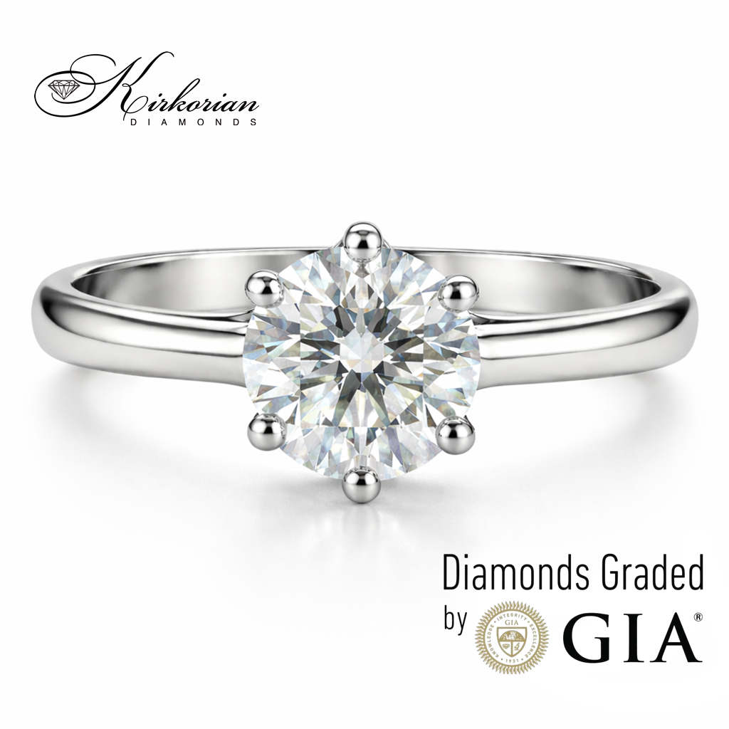 Годежен пръстен от бяло злато 14k с инвестиционен диамант 1.00ct GIA сертификат – K626