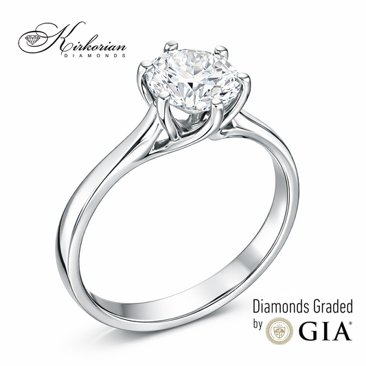 Годежен пръстен от бяло злато 14k с инвестиционен диамант 1.00ct GIA сертификат – K626
