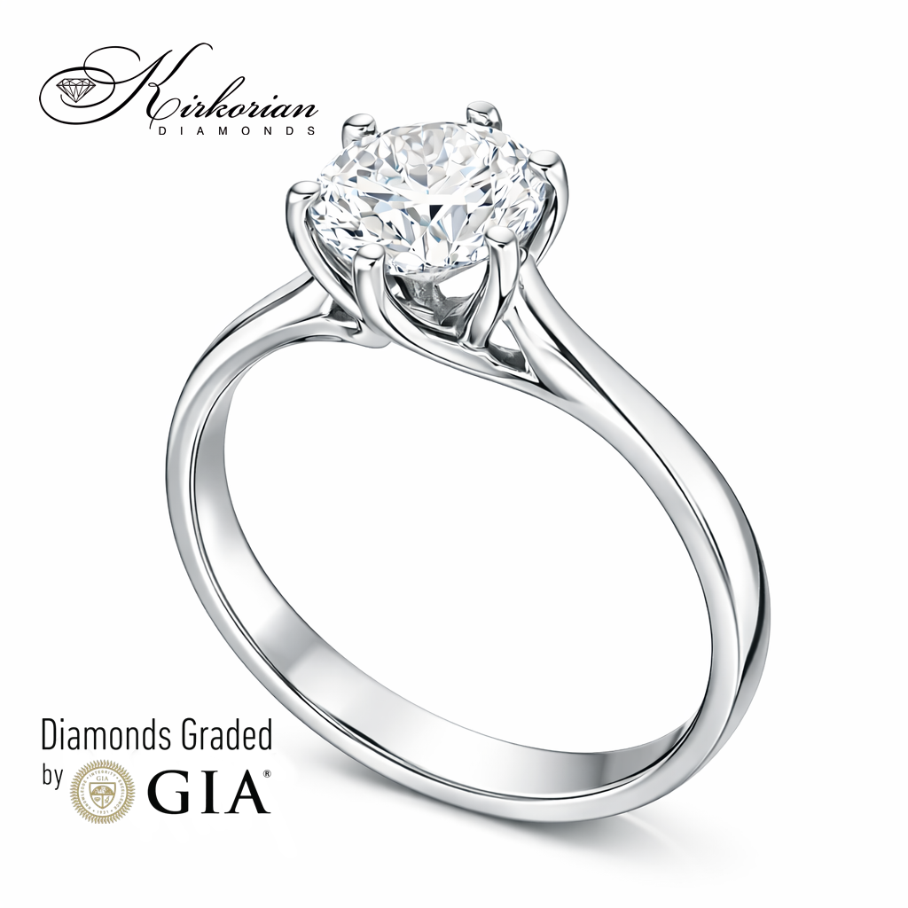 Годежен пръстен от бяло злато 14k с инвестиционен диамант 1.00ct GIA сертификат – K626