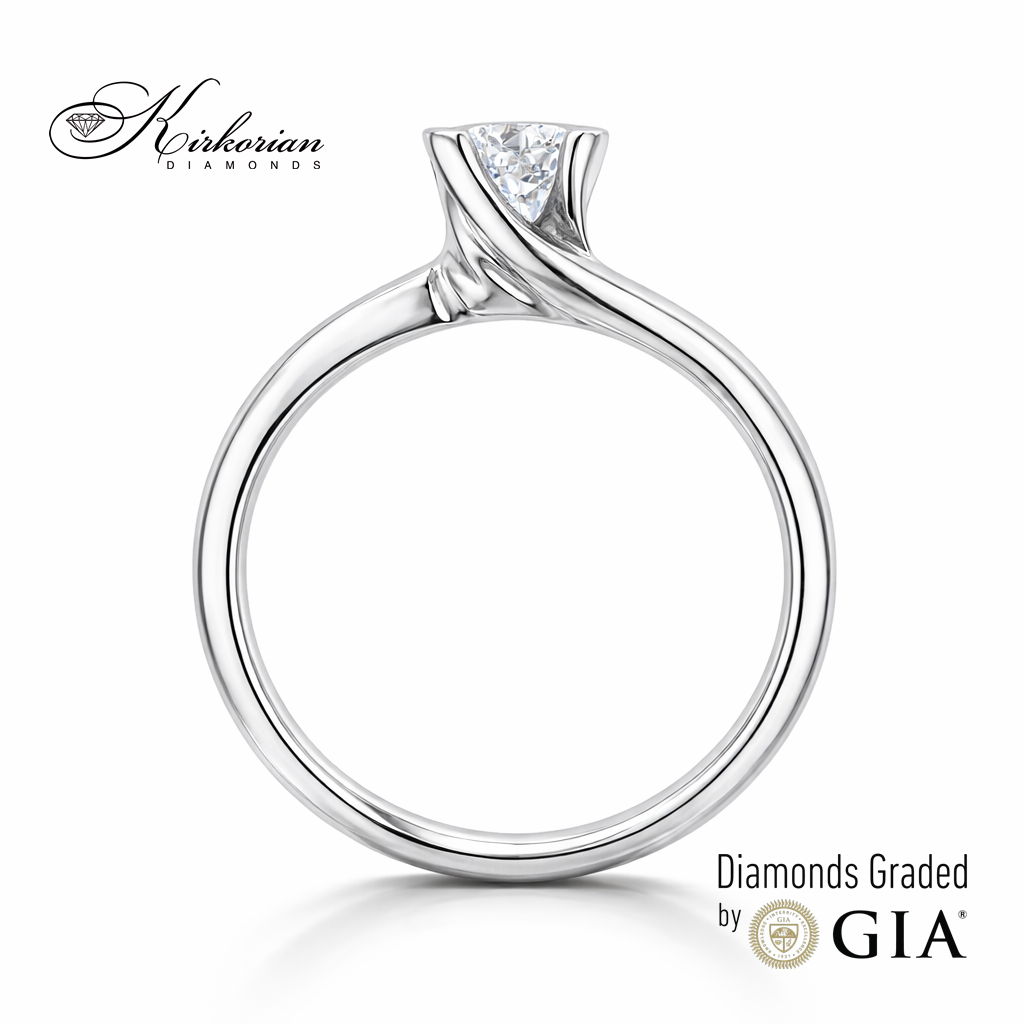 Класически годежен пръстен от бяло злато 18k с диамант 0.30ct GIA сертификат K629
