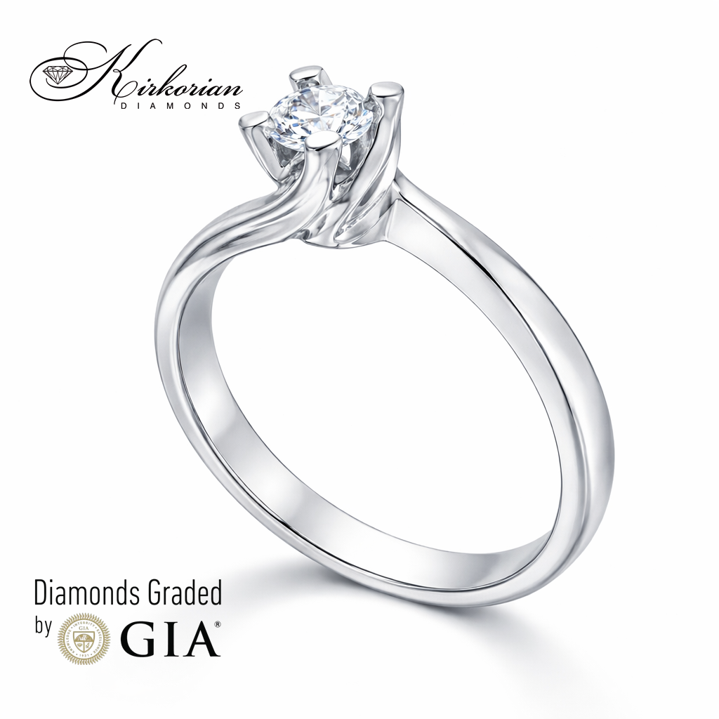 Класически годежен пръстен от бяло злато 18k с диамант 0.30ct GIA сертификат K629