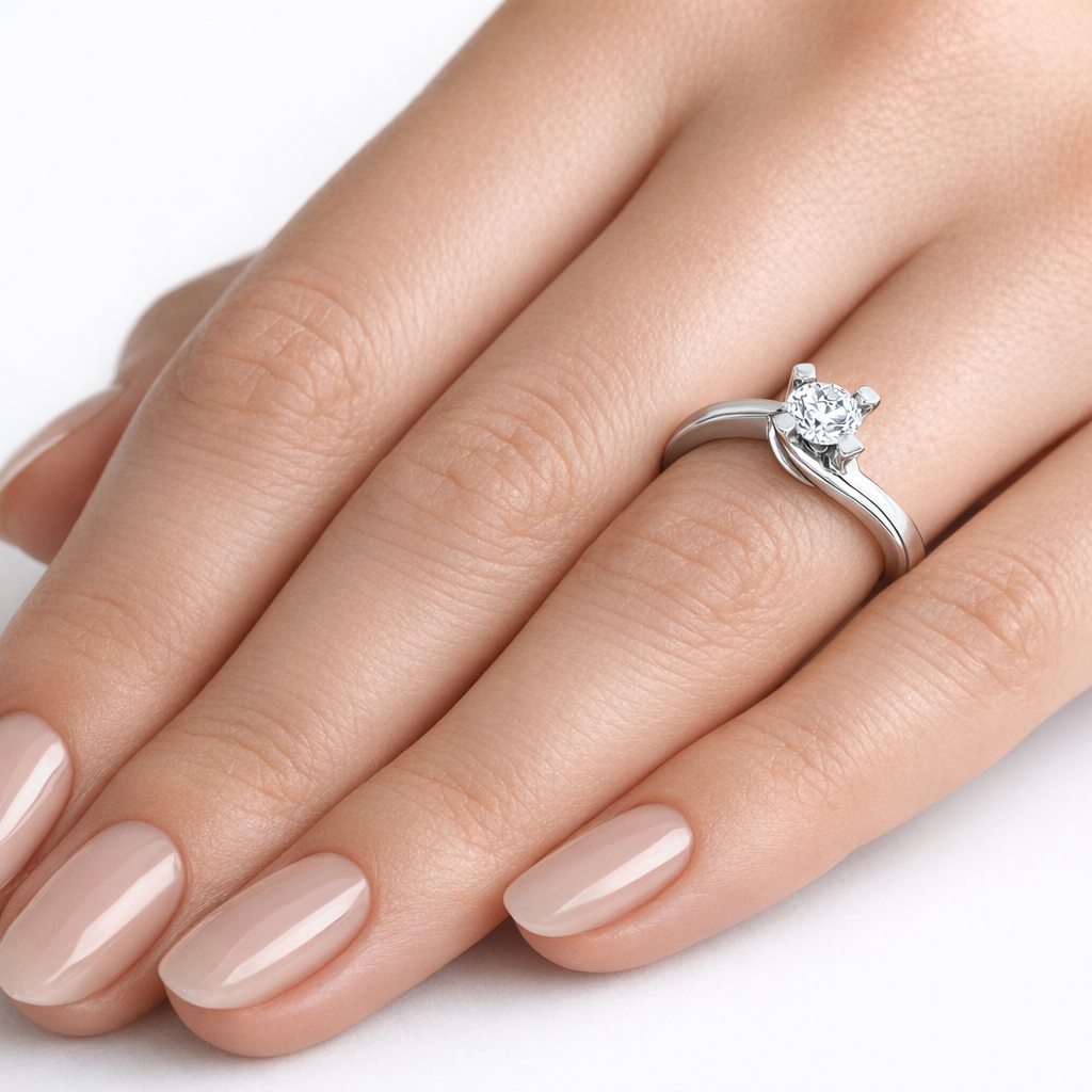 Класически годежен пръстен от бяло злато 18k с диамант 0.30ct GIA сертификат K629