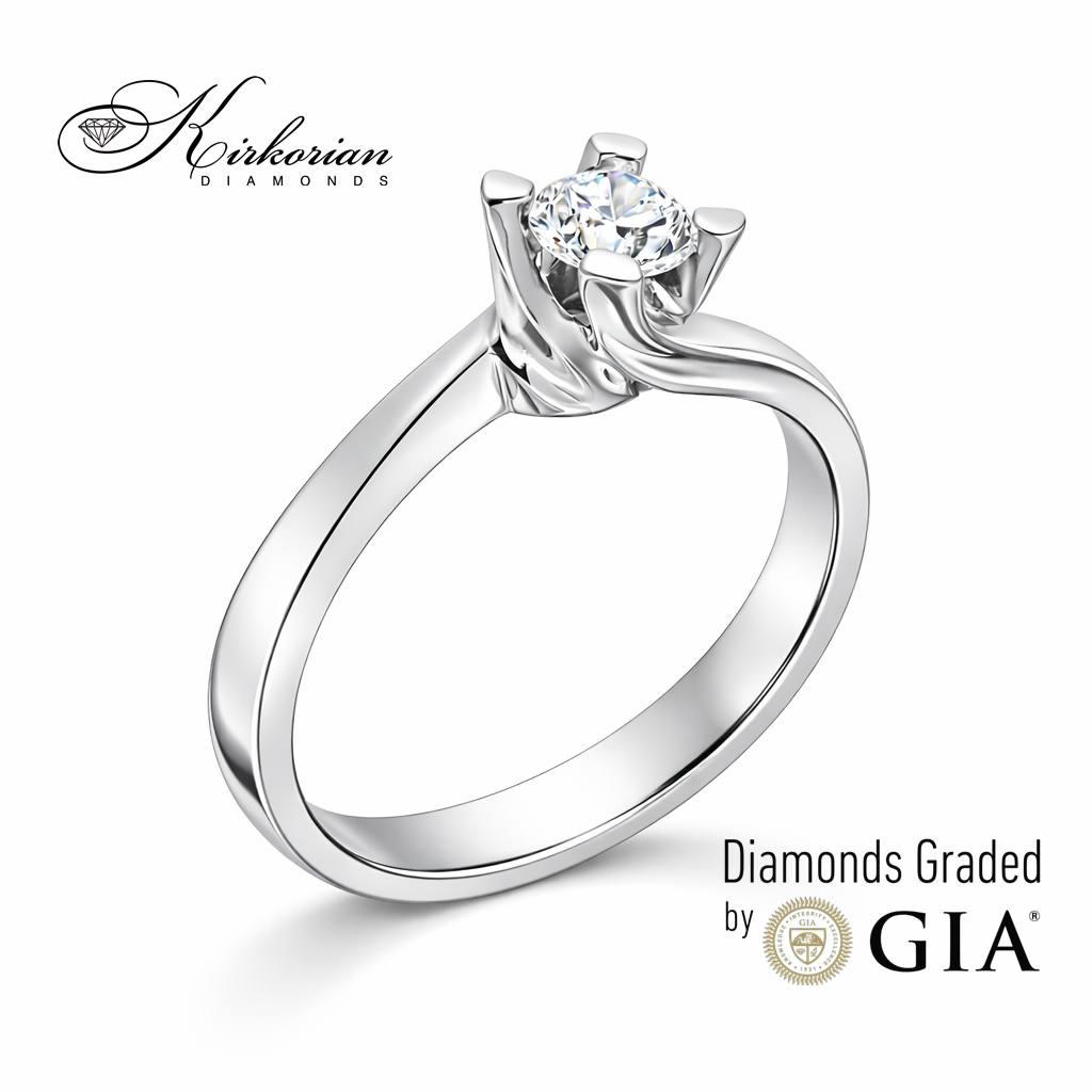 Класически годежен пръстен от бяло злато 18k с диамант 0.30ct GIA сертификат K629