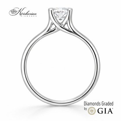 Класически годежен пръстен от бяло злато 14k с диамант 0.50ct E - VS1 GIA – код K630